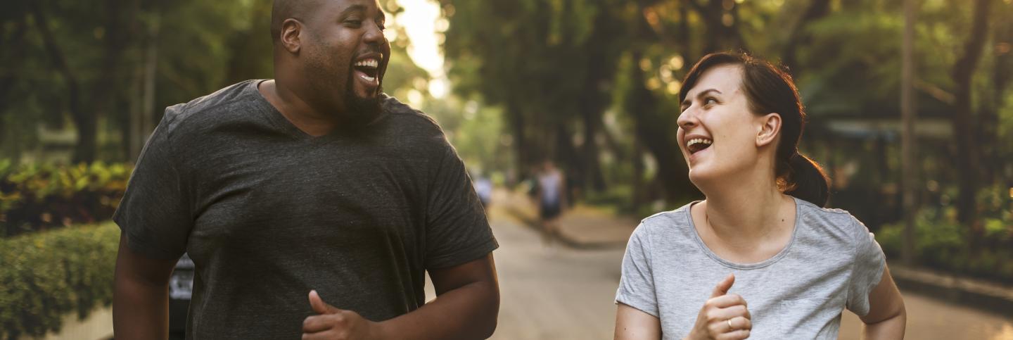 A man and woman exercising